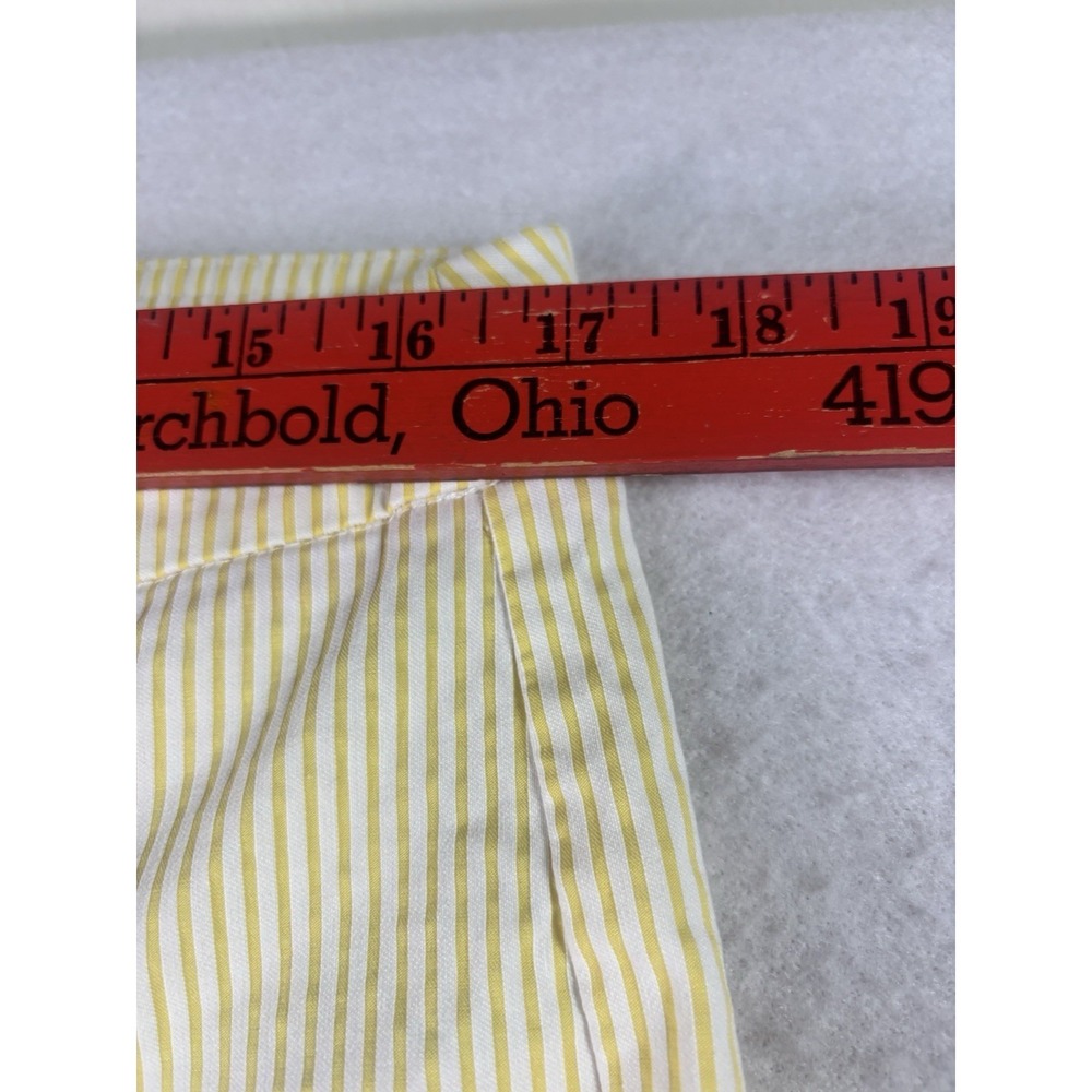 Nanette Lepore Tapered Pants L (34x22) Yellow Seersucker Stretch Pull On Preppy - Picture 4 of 8
